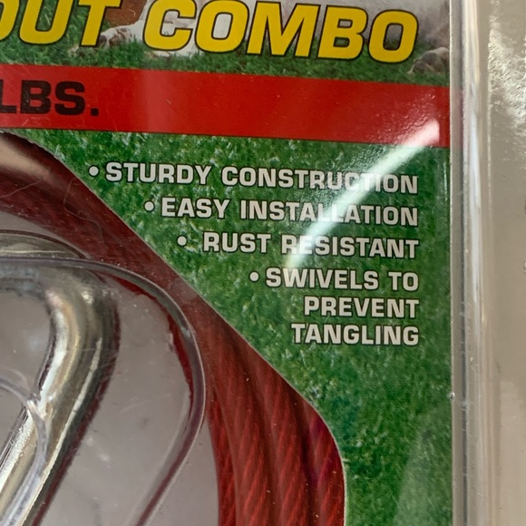 TITAN 15’ Red Tie Out Cable Spiral Stake Dogs up to 80 Pounds Rust Resistant - Picture 3 of 9